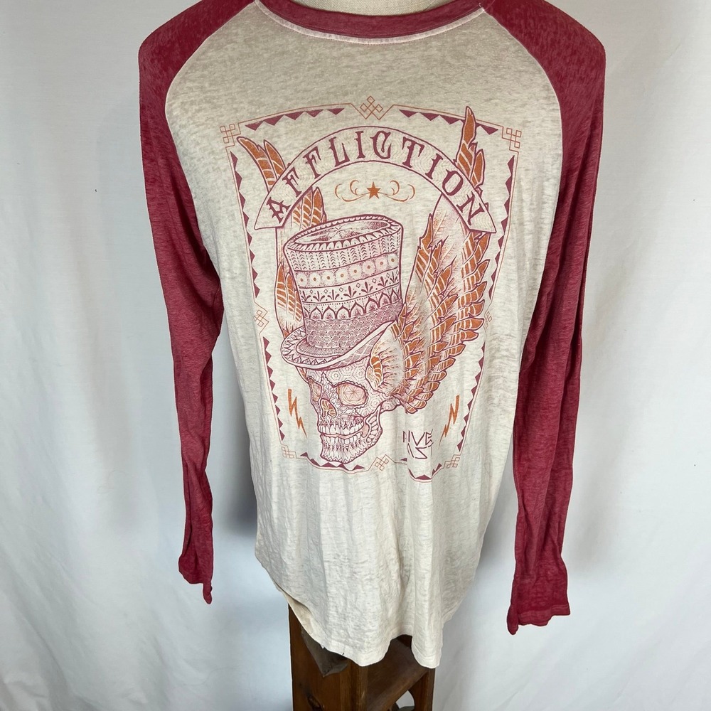 Affliction Long Sleeve Burnout Tee size men's XL